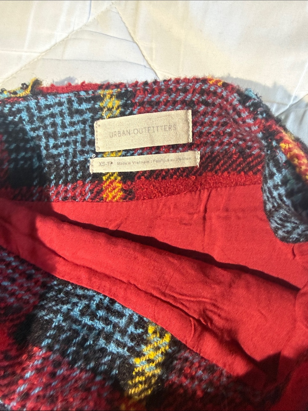 Urban Outfitters Red Plaid Mini Skirt with Black Buckle Straps - Picture 4 of 4